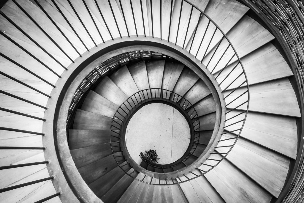 Spiral circle Staircase decoration interior - Black and white Filter Processing