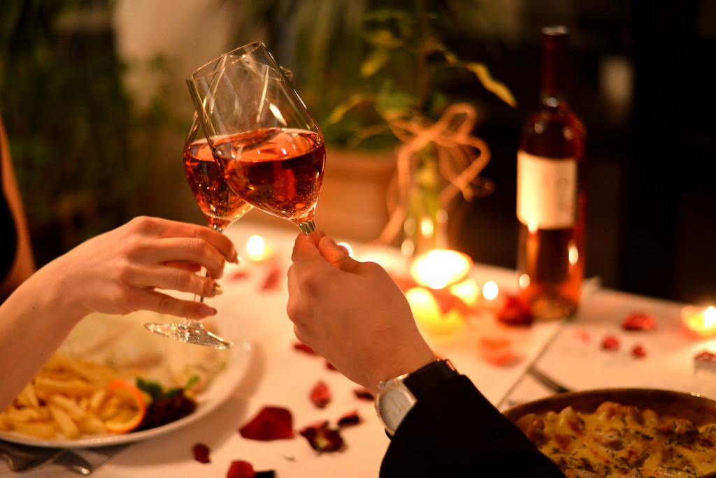 romantic dinner at formal restaurant