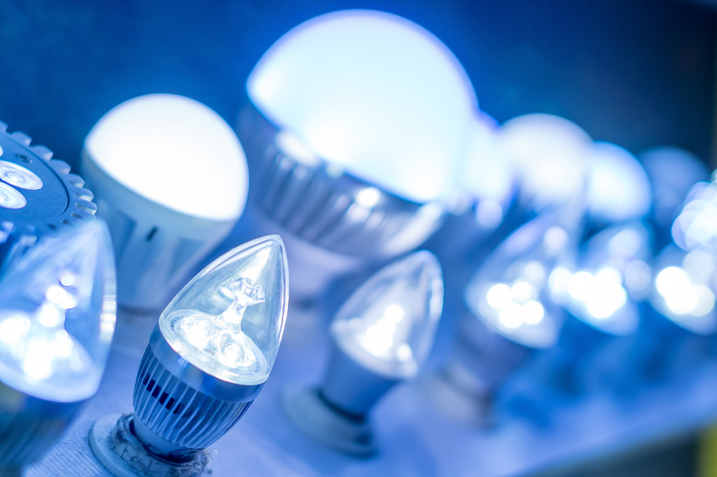 A row of LED light bulbs
