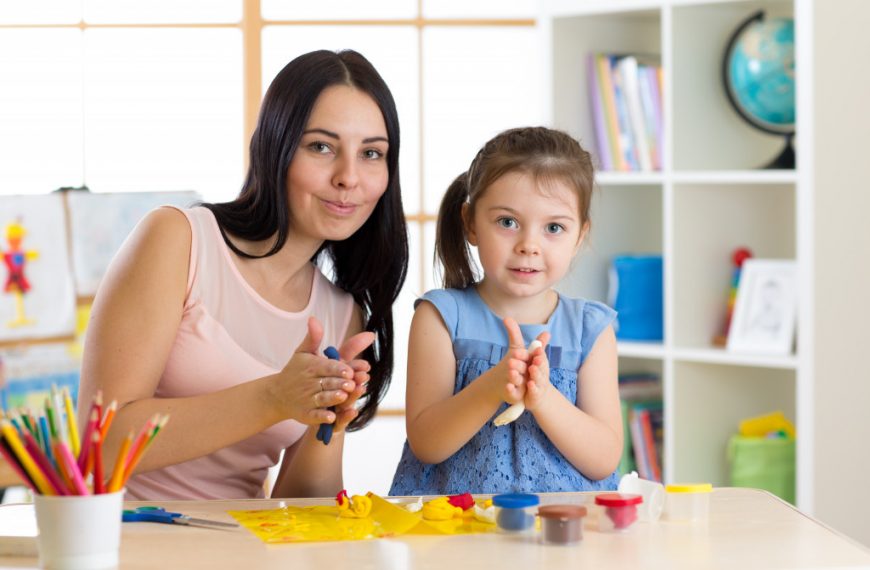 little girl in preschool