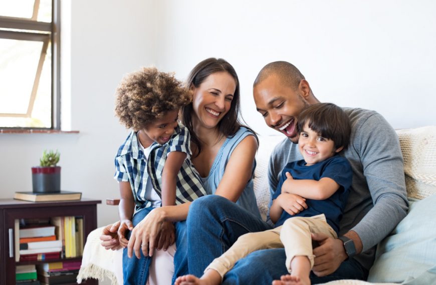 A happy family bonding in their living area