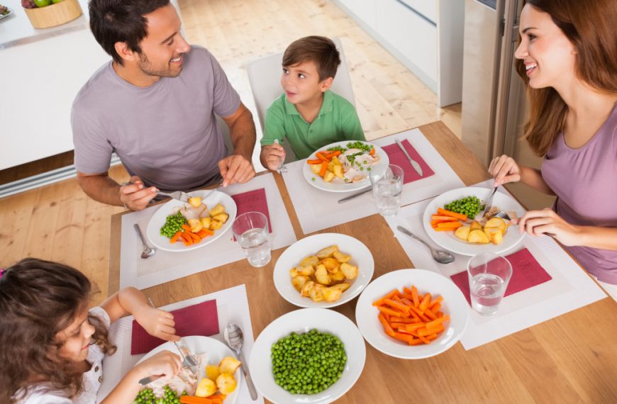 happy family eating together