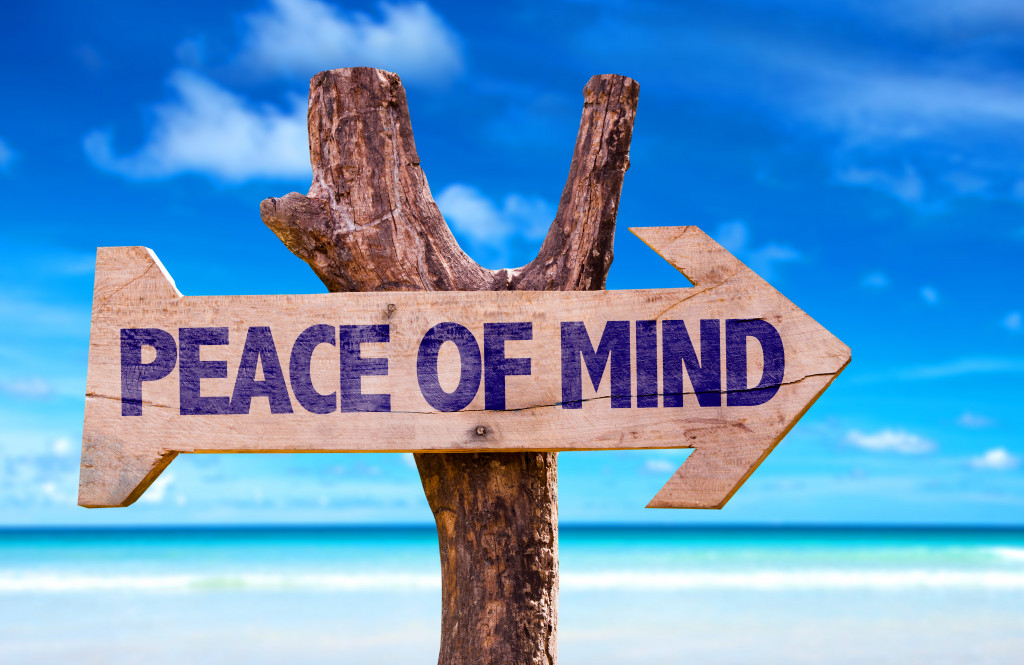 peace of mind road sign in beach