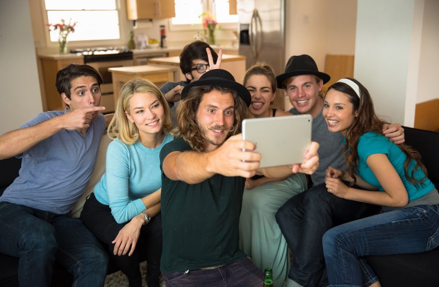 group of friends taking a selfie