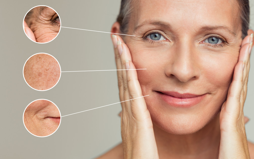 signs of aging highlighted in a woman's face