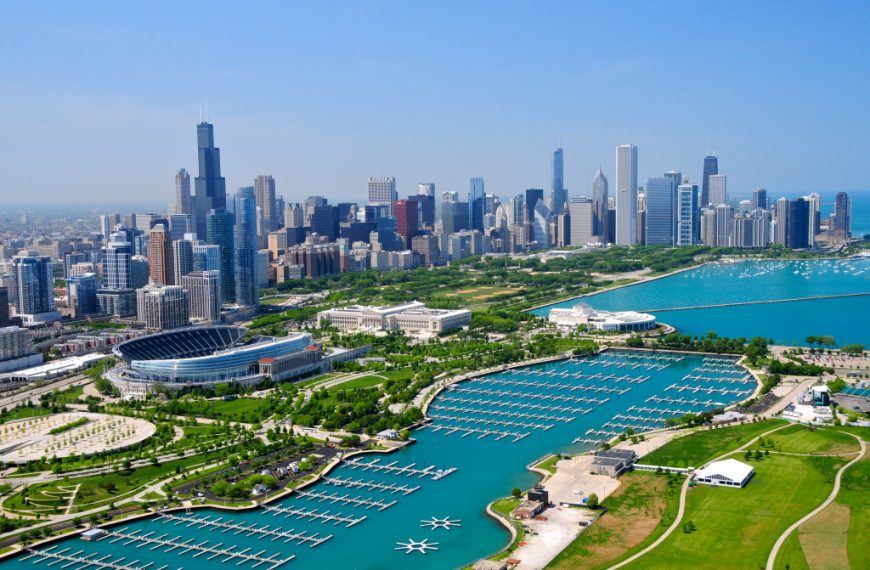 top view of downtown chicago