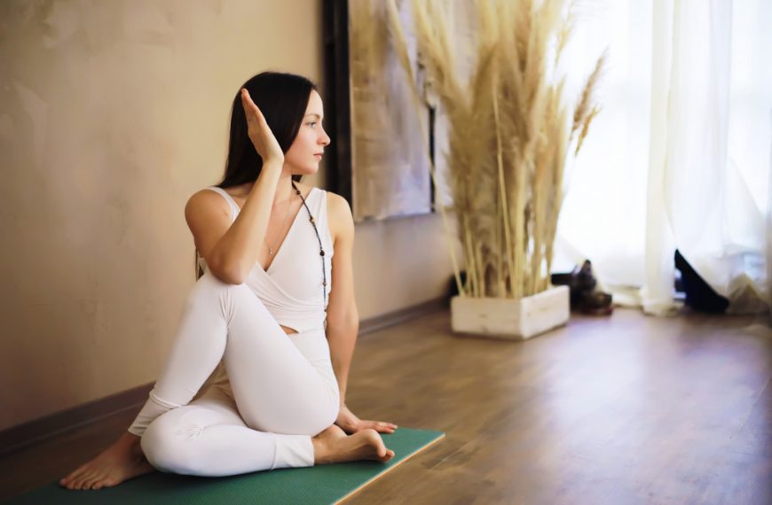 A woman doing yoga