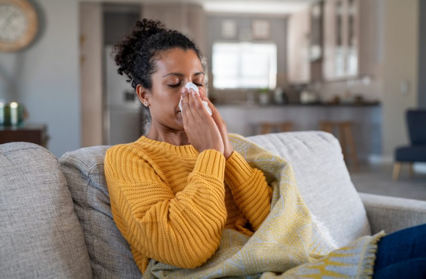 young woman with allergies